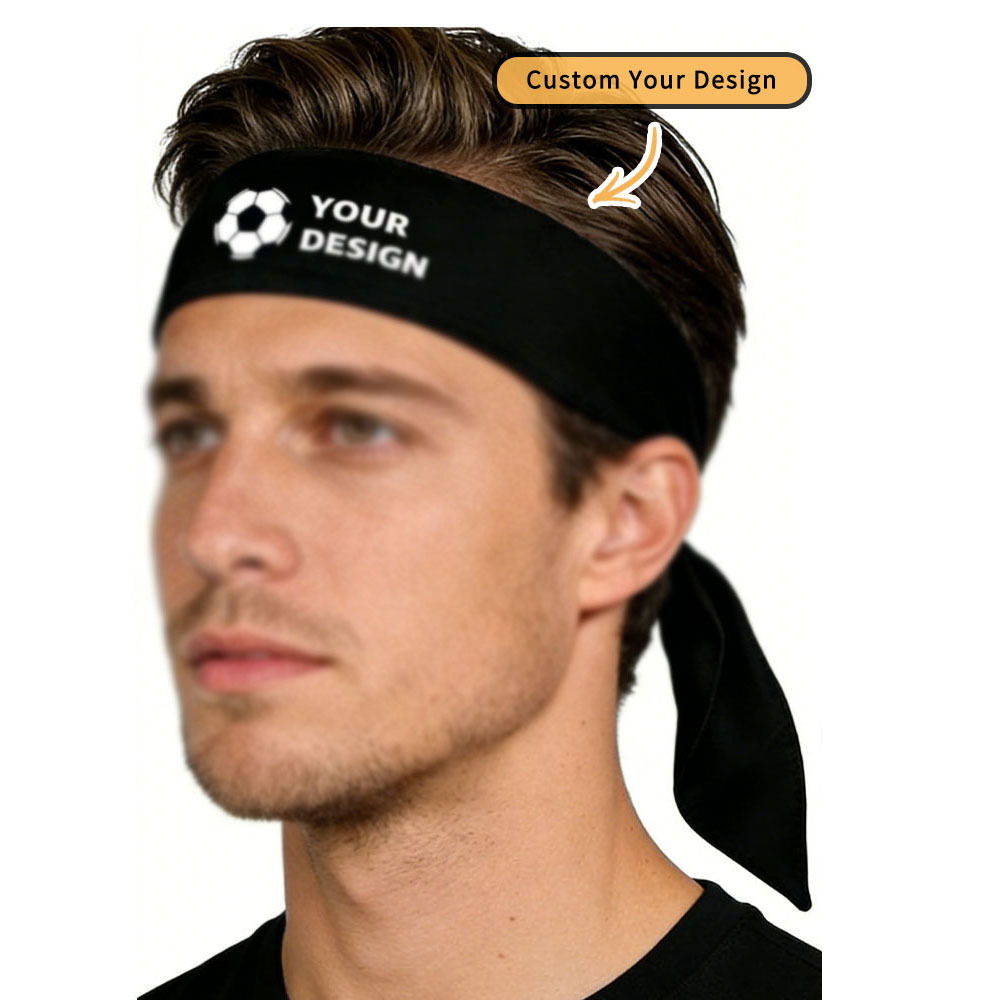 TEMU 1 Hairband, Featuring A Back Tie Design With For A Personalized Logo Or Text, Suitable For Men. This Adjustable Headband Is Ideal For Activities