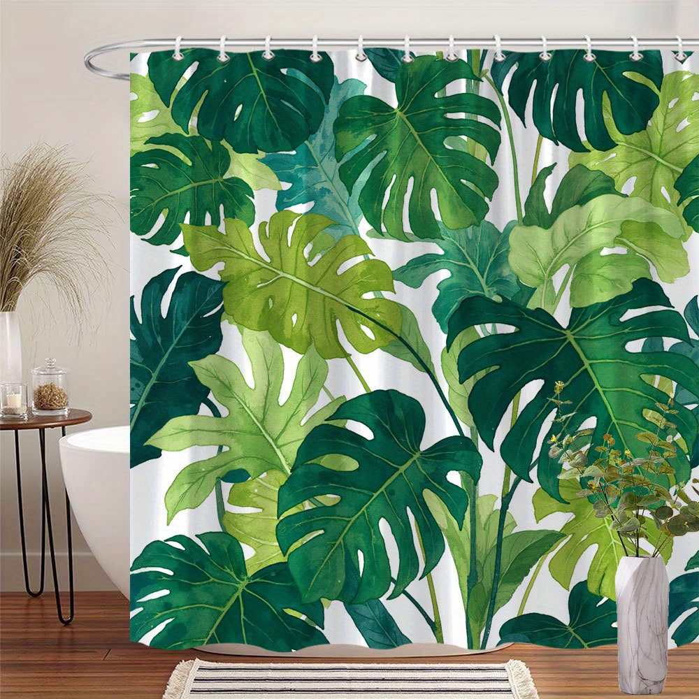 1 stck monstera farn bltter duschvorhang muster pastell kreise  botanisches design polyester badezimmer dekor 12 177,8x177,8cm - haushalt &  kche - Temu