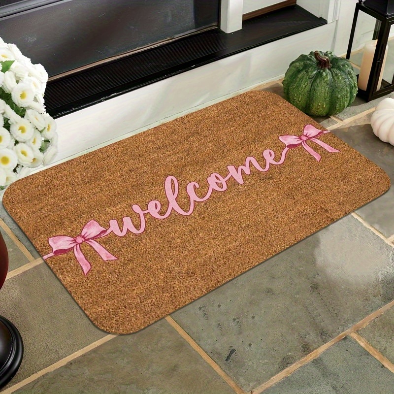 

1pc Welcome Doormat - Soft, Non-slip Absorbent Polyester Fiber Bathroom Rug, Machine Washable, Decor