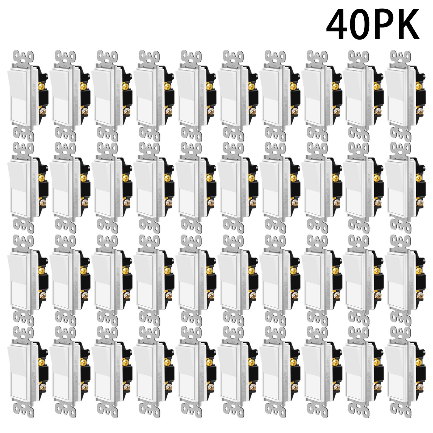4 12 40pk 3 way switch white three way light switch rocker switch 15a 120 277v on off rocker paddle interrupter residential commercial grade