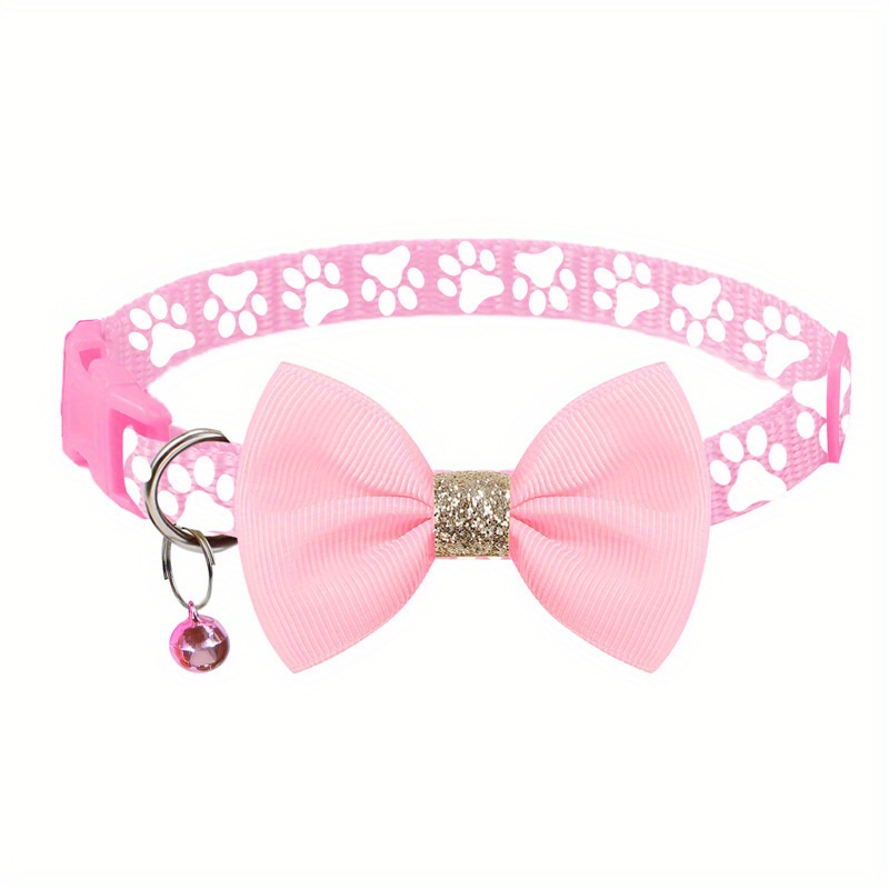 1pc pet collar with adjustable cute bow tie collar design   black gray brown with paw print pattern durable polyester material suitable for small and large dogs and cats for daily use and special Product details 18