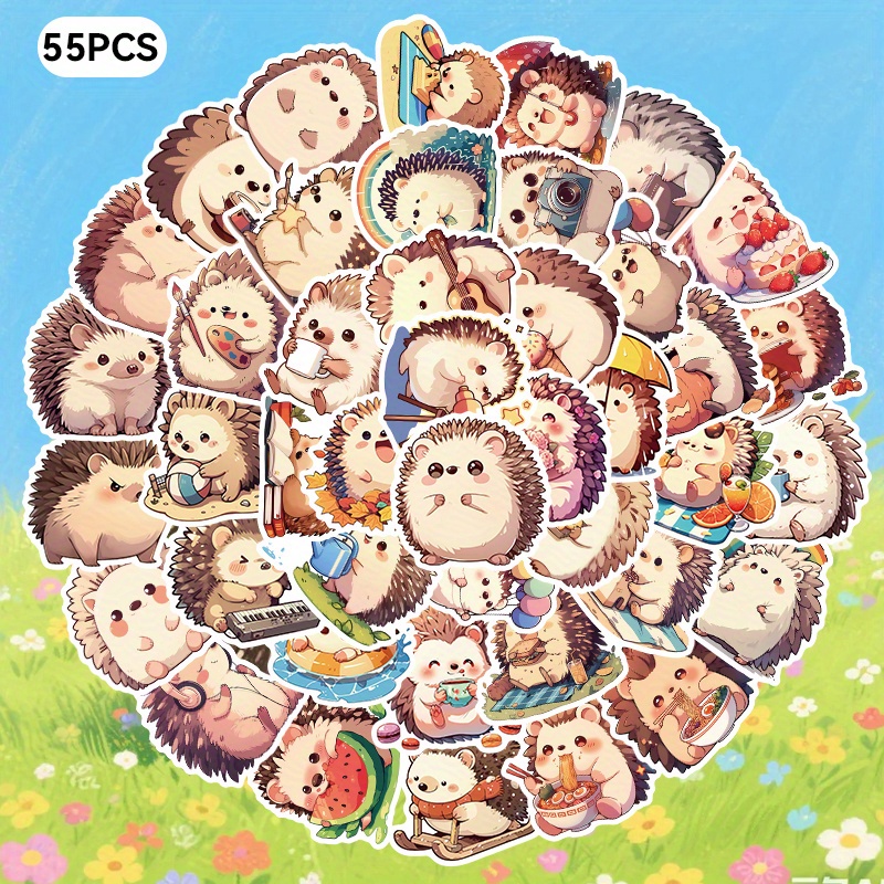 55pcs And Cute Cartoon , Decorative Stickers, Suitable For Notebooks, Phone Cases, Etc., Hand Account Gu Card Supplies, A Good Gift To Give!