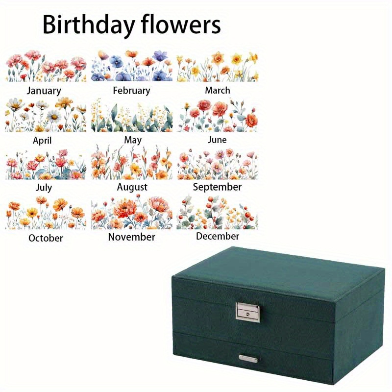 Elegant Floral Jewelry Box with Custom Name, Gift Organizer