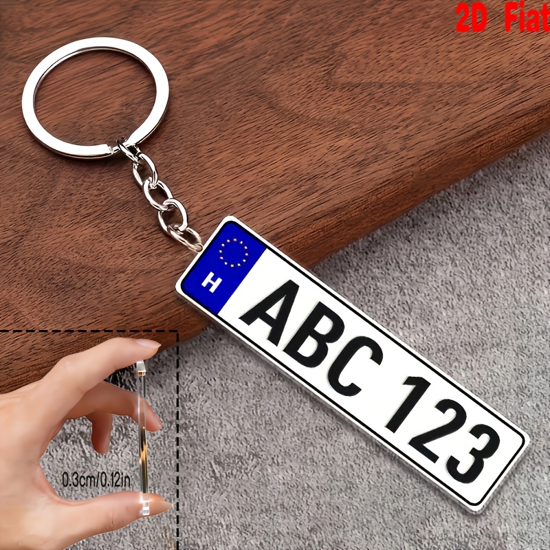 poza articolului 2d plat, breloc personalizat cu placă de înmatriculare 2d plat, personalizabil cu text/ re,  /dată/frază - placă stil vintage cu lanț din   de   - material acrilic ușor pentru uz zilnic - cadou comemorativ, potrivit pentru ziua îndrăgostiților, aniversări,  ., design 2d plat, 2d plat