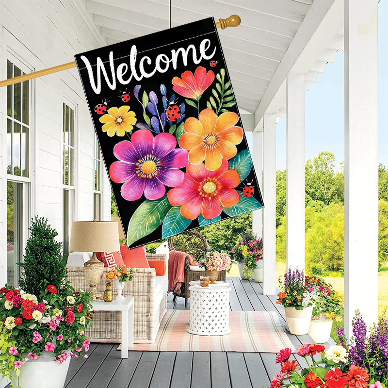 

Flowers Spring Decorative Garden Flag - 28 X 40 Inches Double-sided, Polyester, Yard And Outdoor Lawn Decoration