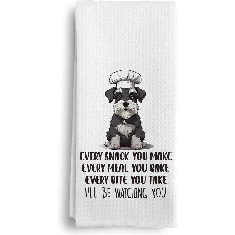 

Schnauzer Chef Kitchen Towel - Polyester, Machine Washable, 18x26 Inches - Cooking & Baking, Ideal Gift For