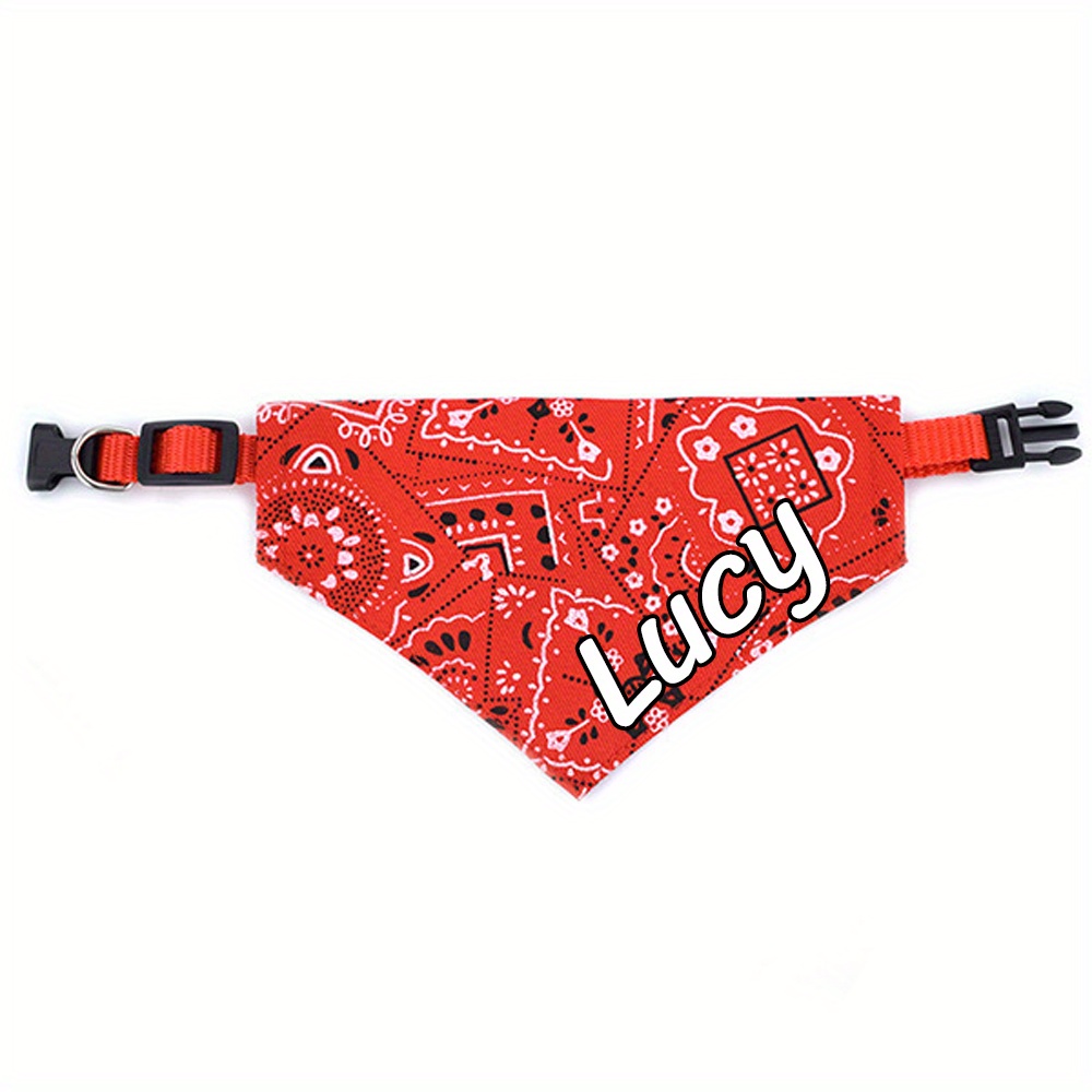 TEMU 1pc Personalized Stylish Print Dog Bandana, Custom Adjustable Dog Collar Pet Saliva Towel Dog Costume Necklace For Sized Dogs Weighing Less Than
