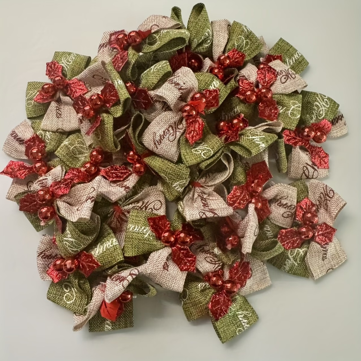TEMU 20 pz Mini Fiocchi Natalizi in Tessuto Cuciti a con /Verde Adatti per Decorazioni per Albero, Confezioni Regalo, Matrimoni, Feste di Capodanno,