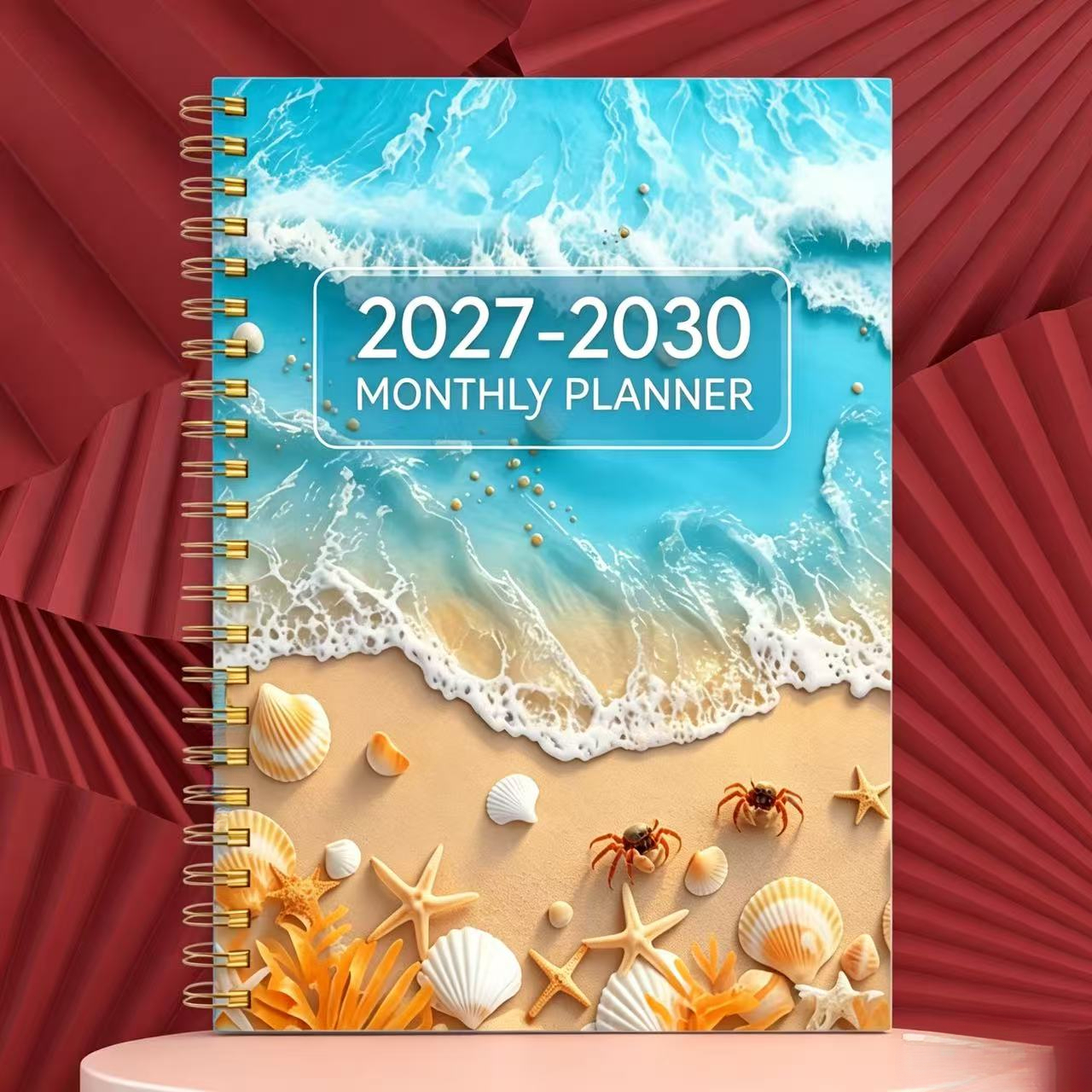TEMU 2027- Planner, Multiple Beach-themed Covers Available, 4-year Calendar Planning, Annual Calendar Design, Monthly Tabbed Pages, 48-month Calendar