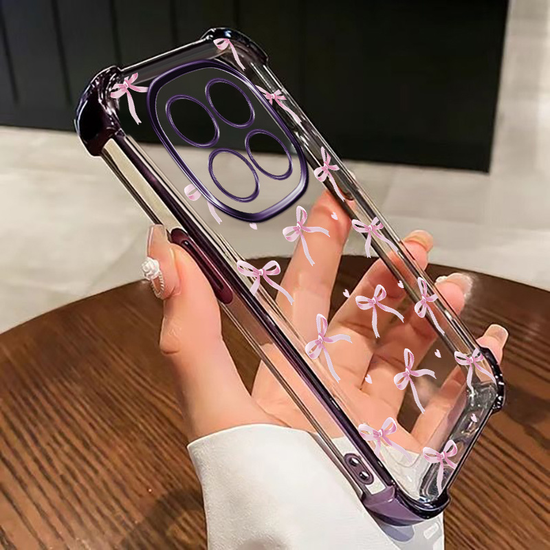 TEMU Phone Case: Painting Electroplated Four-corner Reinforced Drop-proof Transparent Soft Case For Redmi Note 14, 14 Pro, 14 Pro , Note 13, 13 Pro,
