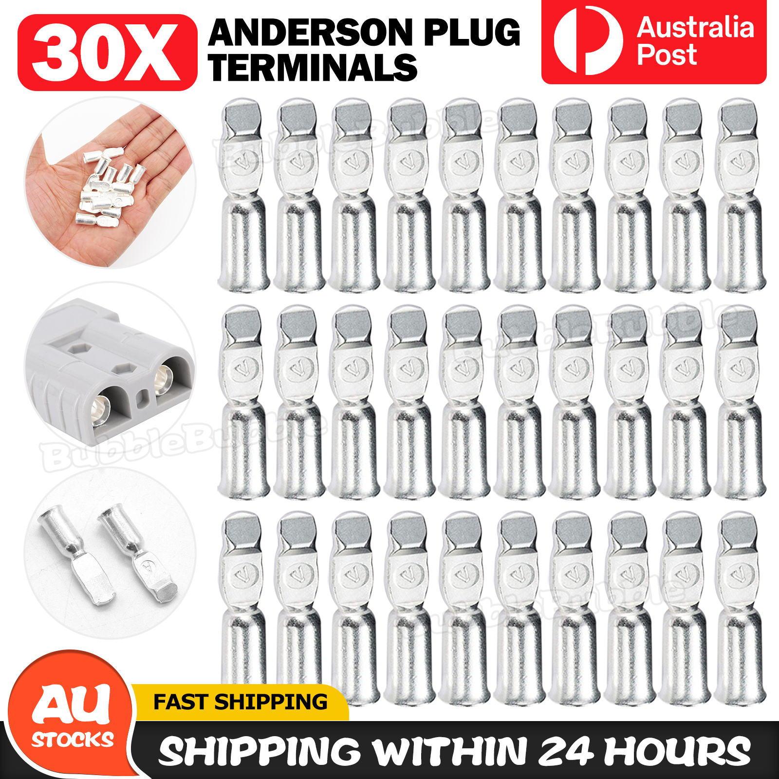TEMU 30pcs Of 50 Amp Terminal Connectors Designed For 50a Anderson Style Contacts, Au Bubble