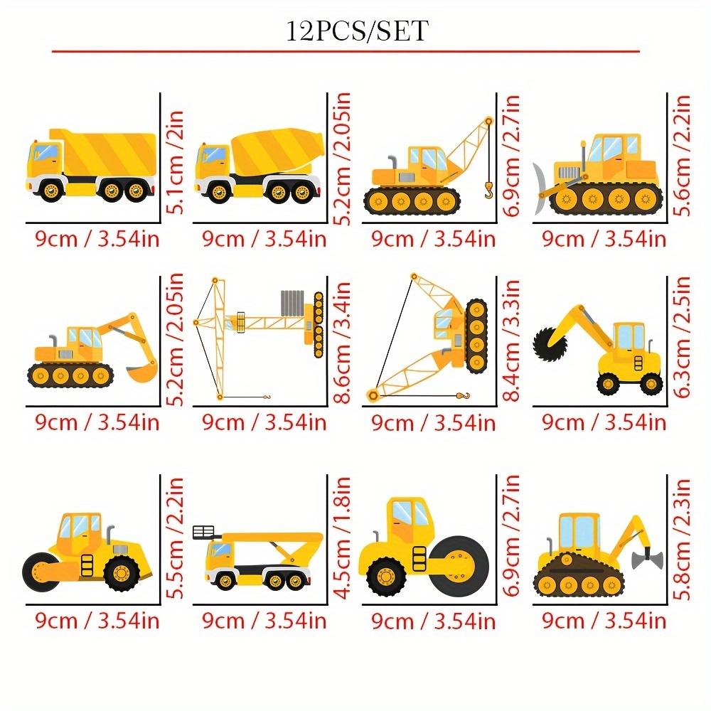 Image of 12pcs/set Creative Cute Project Cartoon Car Multi-decoration Heat Transfer Vinyl Binding- Bright Colors, Easy To Iron Heat Transfer, Diy On T-shirts, Bags, And Hats