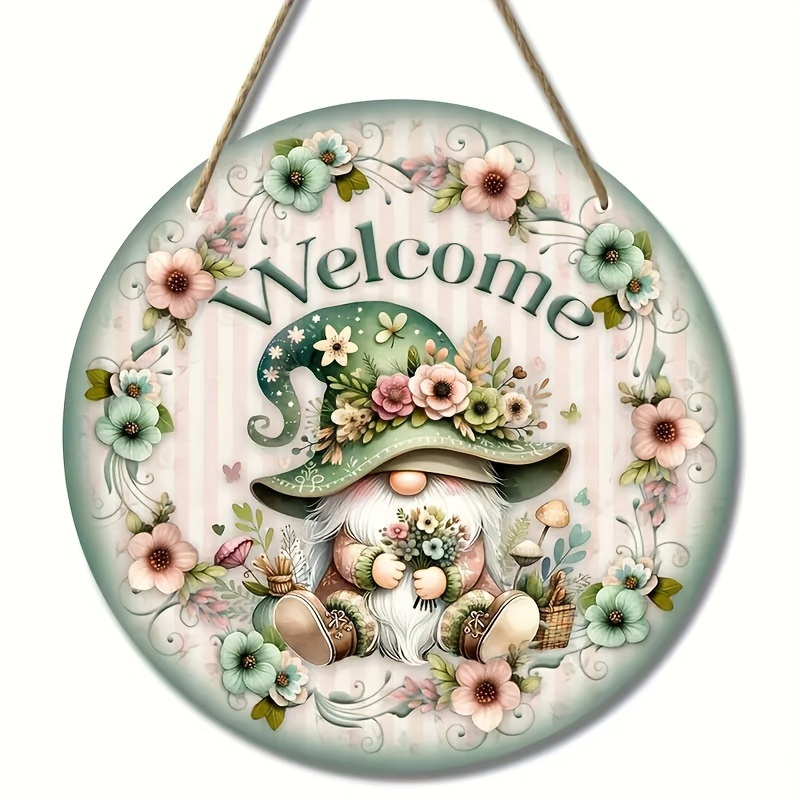 TEMU 2d Flat, 2d Flat - 1pc Wooden Art Decorative Welcome Elf Sign, No Power Needed, No Feathers Required, Suitable For Home, Garden, Cottage, Porch