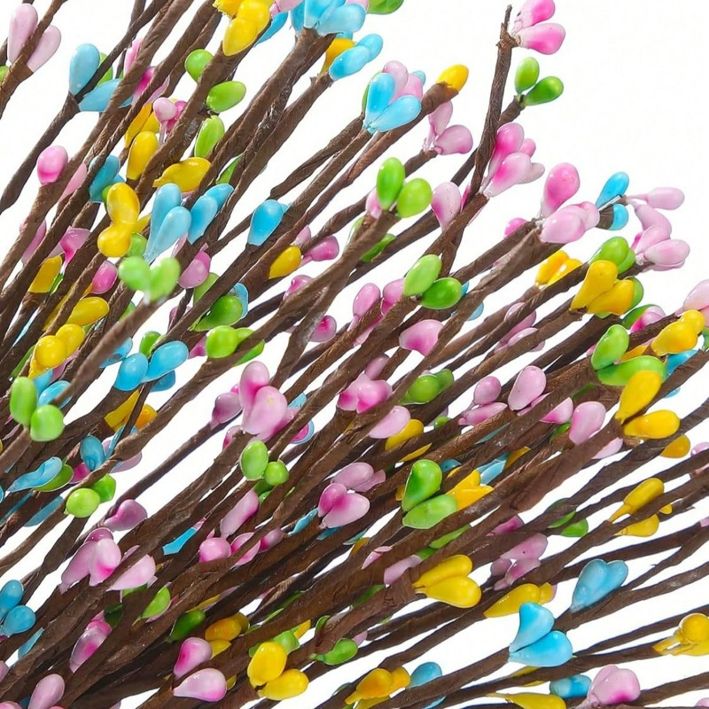 

20pcs Easter Artificial Berry Stems - Plastic Floral Arrangement Sticks -shaped Berries For Diy Wreaths And Spring Decorations