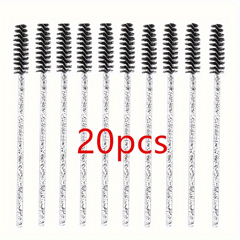 TEMU 20pcs Eyelash And Eyebrow Brush Set - Non-waterproof, Ammonia-free Formula, Easy Mascara Application And Lash Extension, Travel-friendly Hair