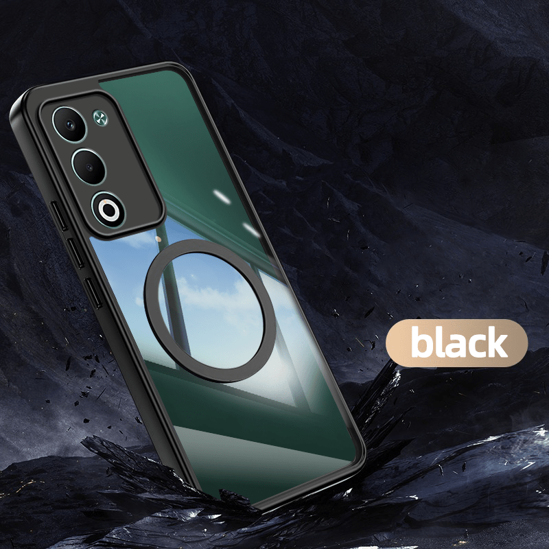 TEMU Compatible With Oppo A5 4g/5g Shockproof Phone Case Magnetic Casing Transparent Acrylic Cover