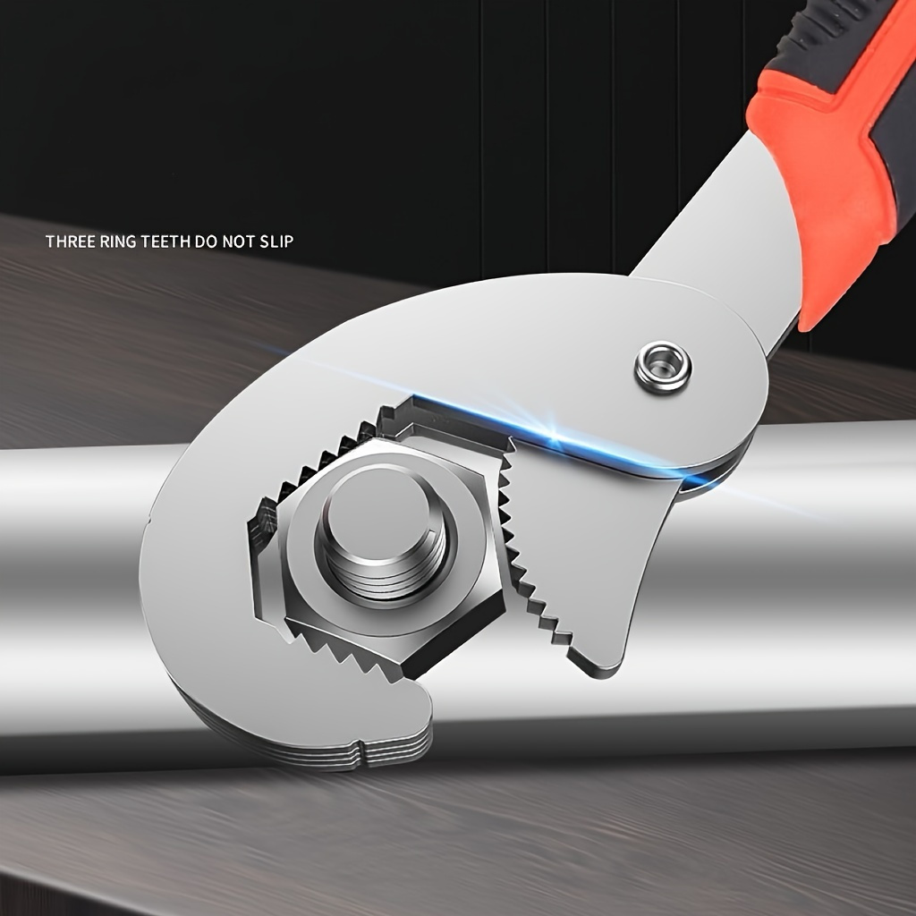 Llave de Tubo Versátil de Doble Extremo - Ajustable de 0.61cm a 3.2cm, Instalación Rápida con Cierre de Presión, Ideal para Reparaciones en Interiores y Exteriores, Acero al Carbono