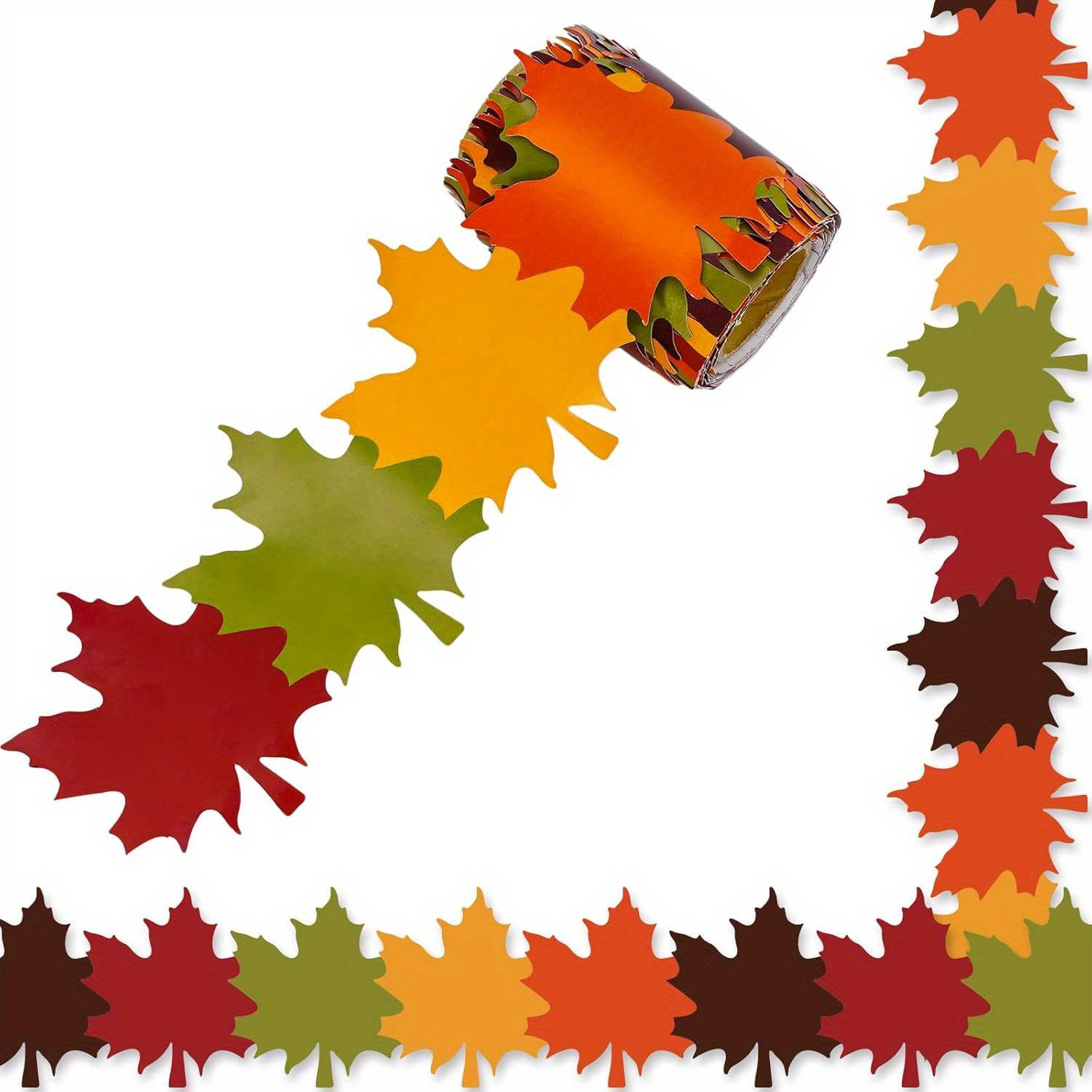 TEMU para tablero de anuncios con corte en hoja de de otoño de 5M - Rollo de adorno de hojas de otoño coloridas para aula, oficina y decoración de de