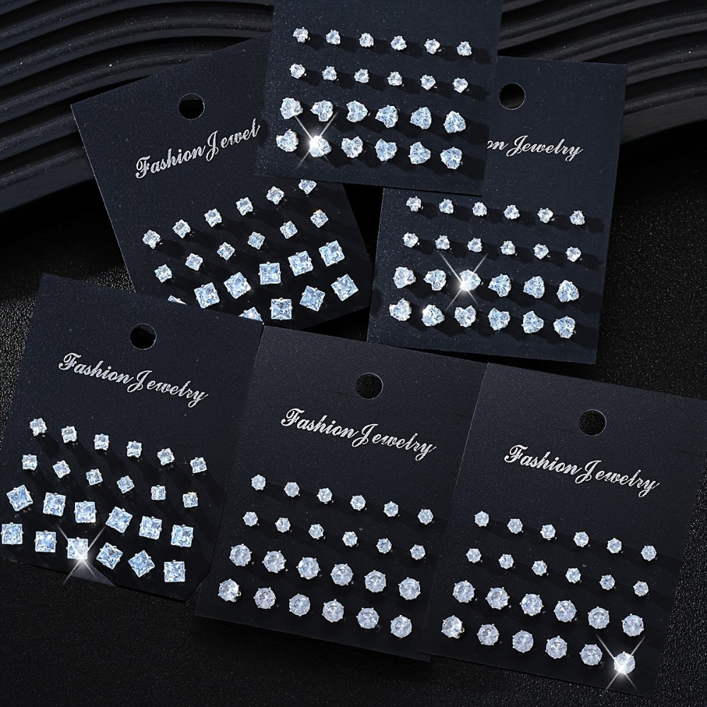 TEMU A 144pcs Collection Of Stylish Retro Earrings, Featuring Synthetic Synthetic Synthetic Zircon​​​​ And A Alloy Base, Use And Special Occasions, Making It A Great Neutral Gift For Valentine's Day
