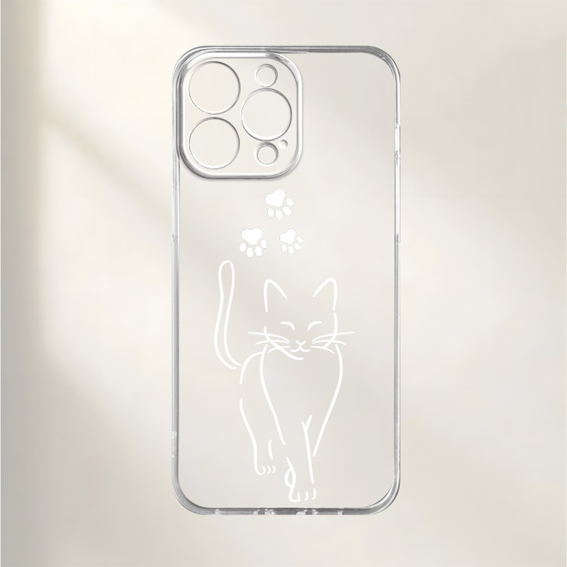 TEMU Line Cat Pattern Phone Case Uv Printing Mobile Phone Protective Degree Full Protection Suitable For Iphone 11 12 13 Pro Max Xr X/ Xs 7 8 Plus Se