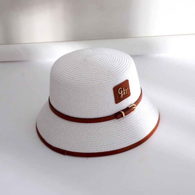 Women's Summer Round Cap, Short Brim Hat With Belt Decoration