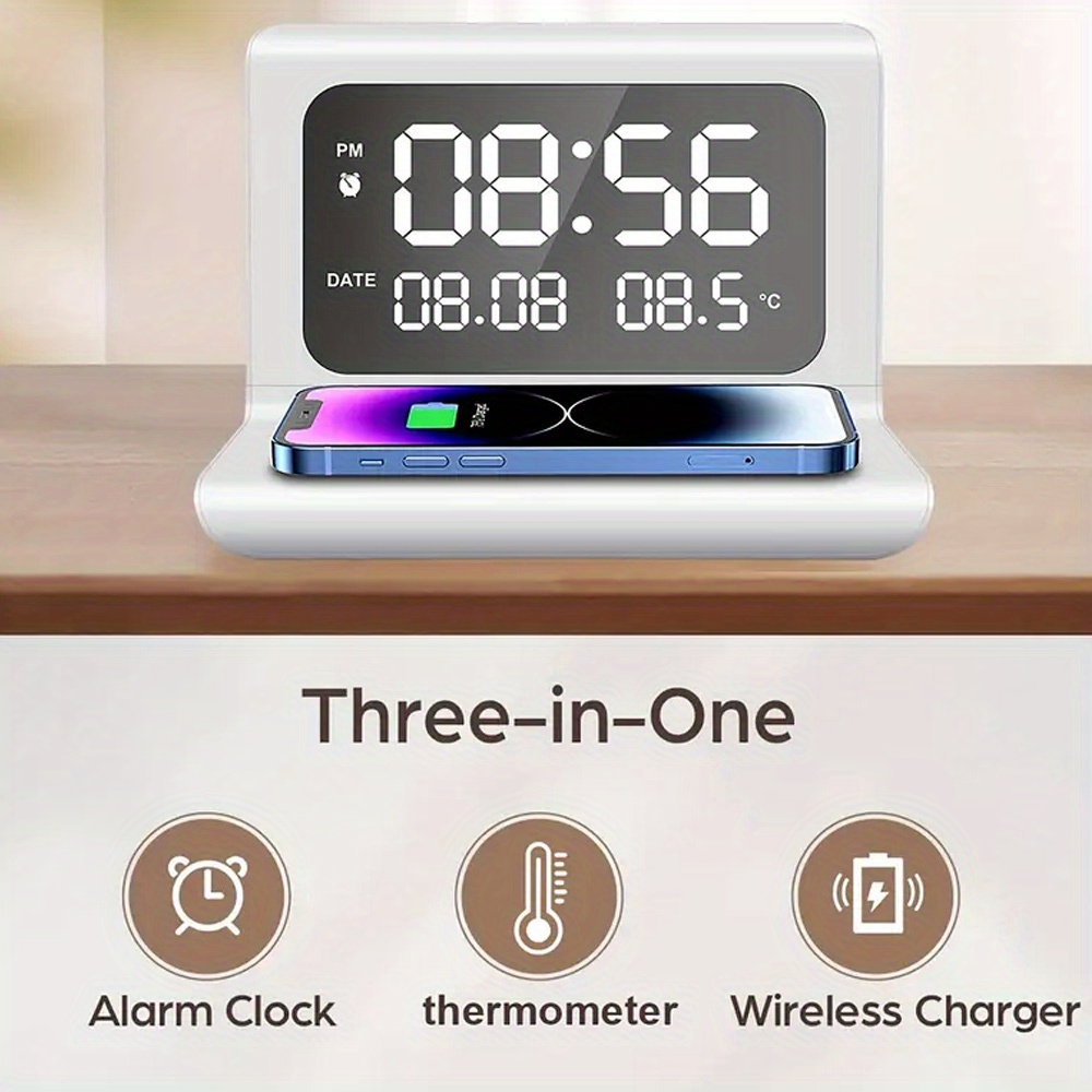 fast wireless charging station digital alarm clock night Temu Canada