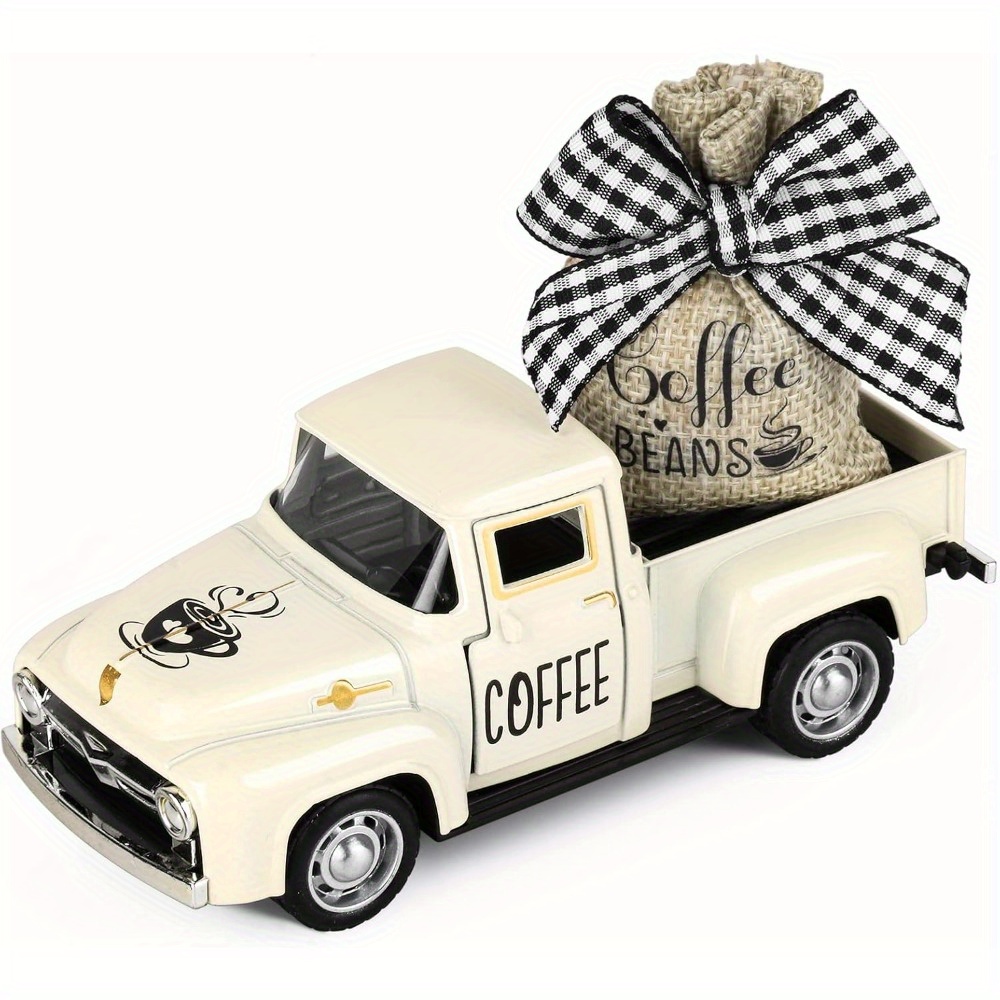 

Truck Mini Diecast, Farmhouse Pickup, With Coffee Beans Bag, Decorative Tabletop Accessory For Coffee Bar, No Electricity Needed