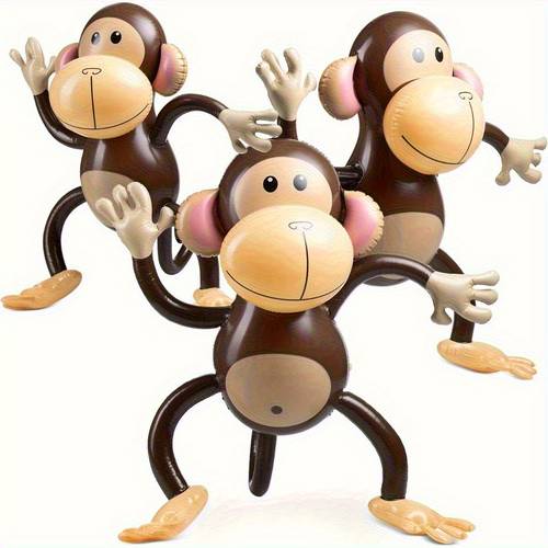 1 3pcs inflatable monkey decoration themed party decor durable pvc animal ornament suitable for birthday parties tailgate parties and garden decor design zoo themed party decor birthday party accessories