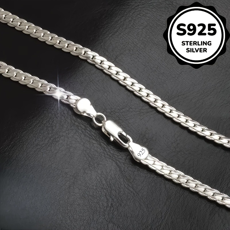 TEMU 1 collier plat en argent 925 pour hommes et femmes, style minimaliste, cadeau , accessoire , chaîne tendance, design élégant, collier durable,