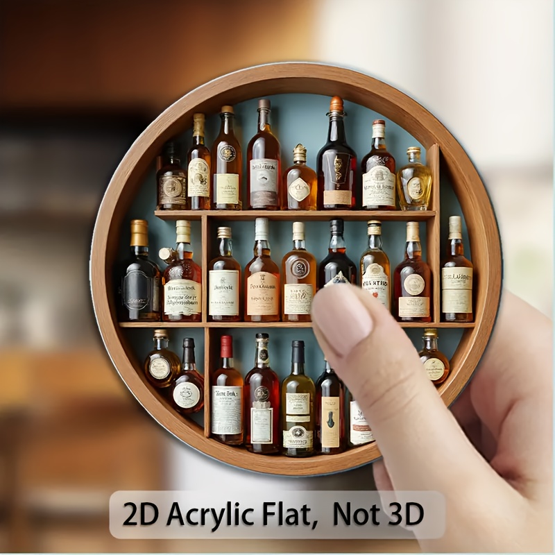 TEMU 1pc Wine-themed Decoration Suitable For Refrigerator Magnets, Wine Cellar Decor With Durable Acrylic Base & Stable , Wine For Fridge, Ice Box,