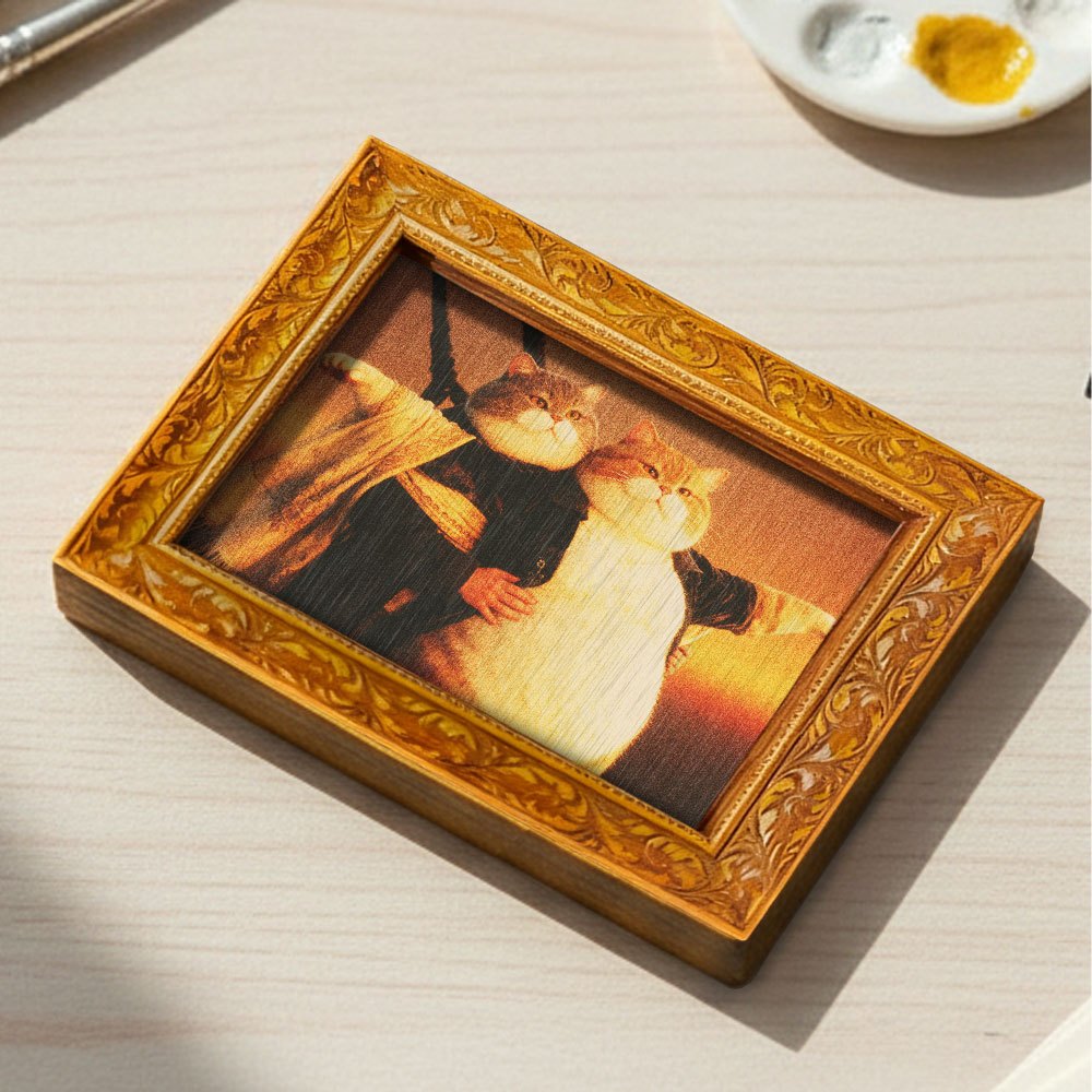 E-shop Ein zeitloser Hakimi-Kühlschrankmagnet mit einer Mini-Katzen-Dekoration im Vintage-Stil aus Holz, ein winziger Kühlschrankmagnet aus Holz, für