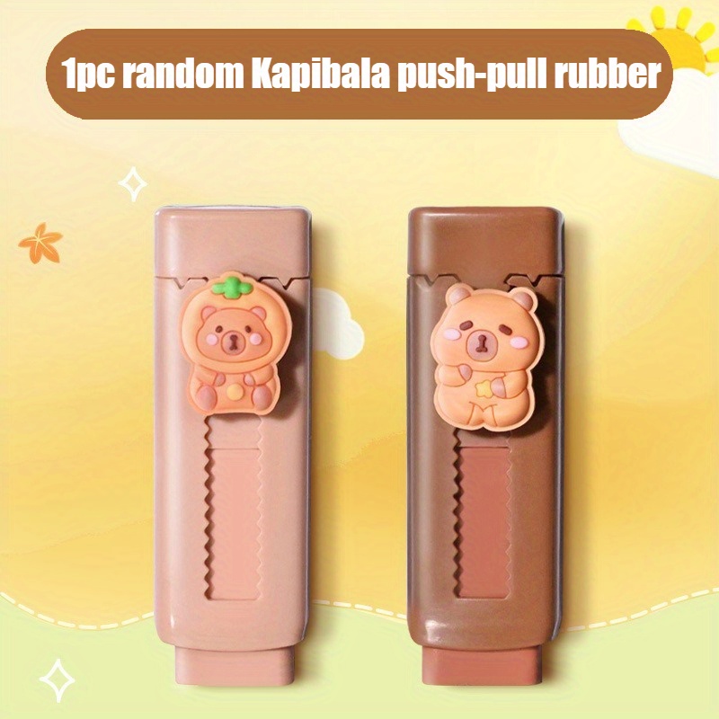 Image of 1pc Capybara-shaped Eraser | Cute Capybara-shaped Rubber Eraser Suitable For School, Office, Travel - Soft Erasers For Pencils, Pens, Crayons - Adorable Capybara