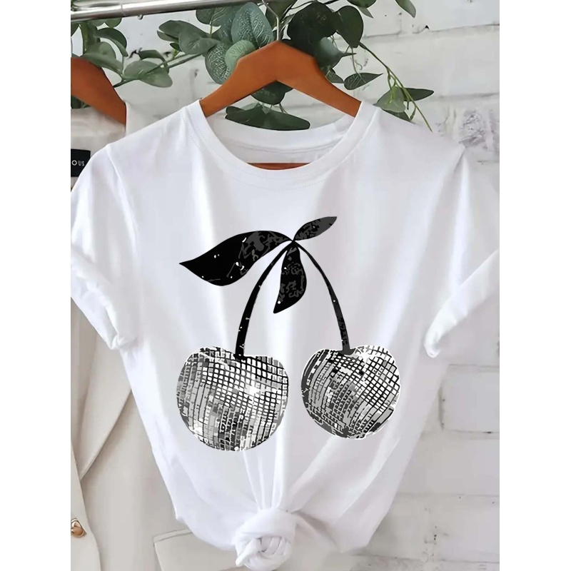 

T-shirt, Short Sleeve Crew Neck Casual Top For Summer & Spring, Women' S Clothing