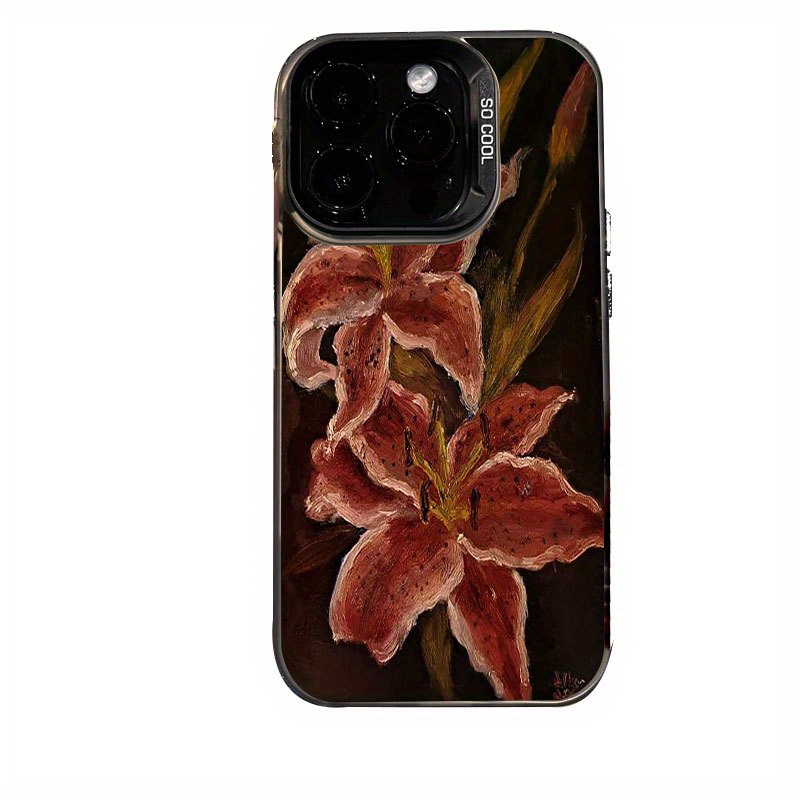 Oil Painting Lily Flower Vintage Pattern Suitable for TPU Case for iPhone 16 PRO MAX, iPhone 15/14 PLUS/13 Pro/12/X/XR/XS MAX Durable Anti-Drop Colorful Silvery Protective Cover with High Aesthetic Appeal - Image 10