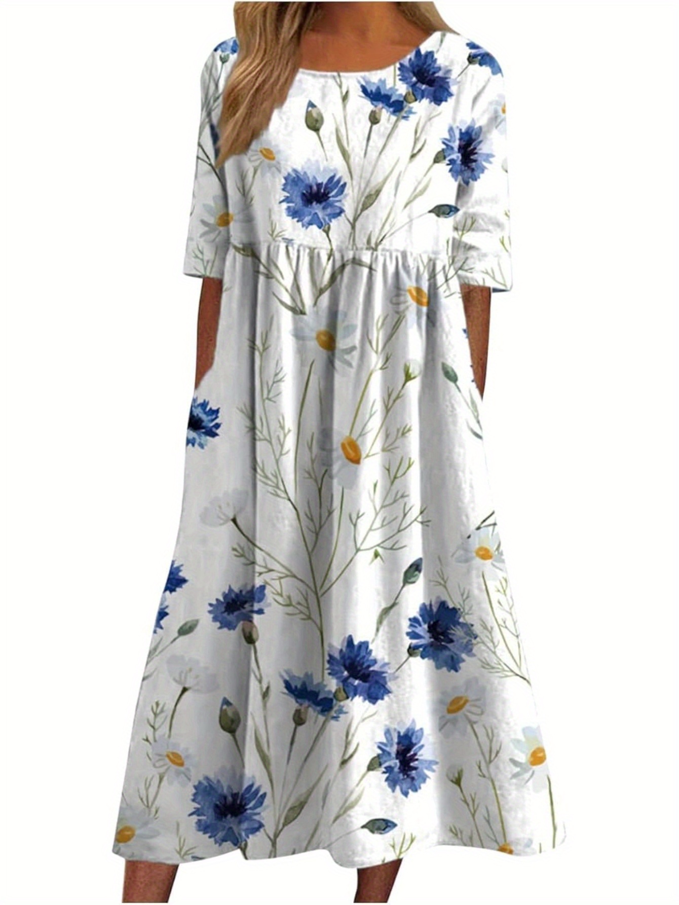 xs beach dresses Boho Long Summer Sundress  Off-Shoulder Slit Skirt Floral Maxi Dress in White | Women's Boho Fashion | XS