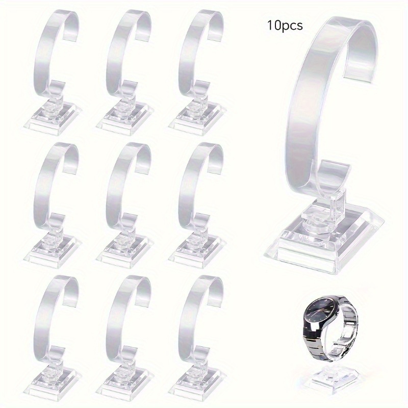 TEMU Set Of 10 Transparent Acrylic Stands For Displaying Watches And Bracelets - Ideal For Jewelry, , And Accessories, Including Vintage Items.