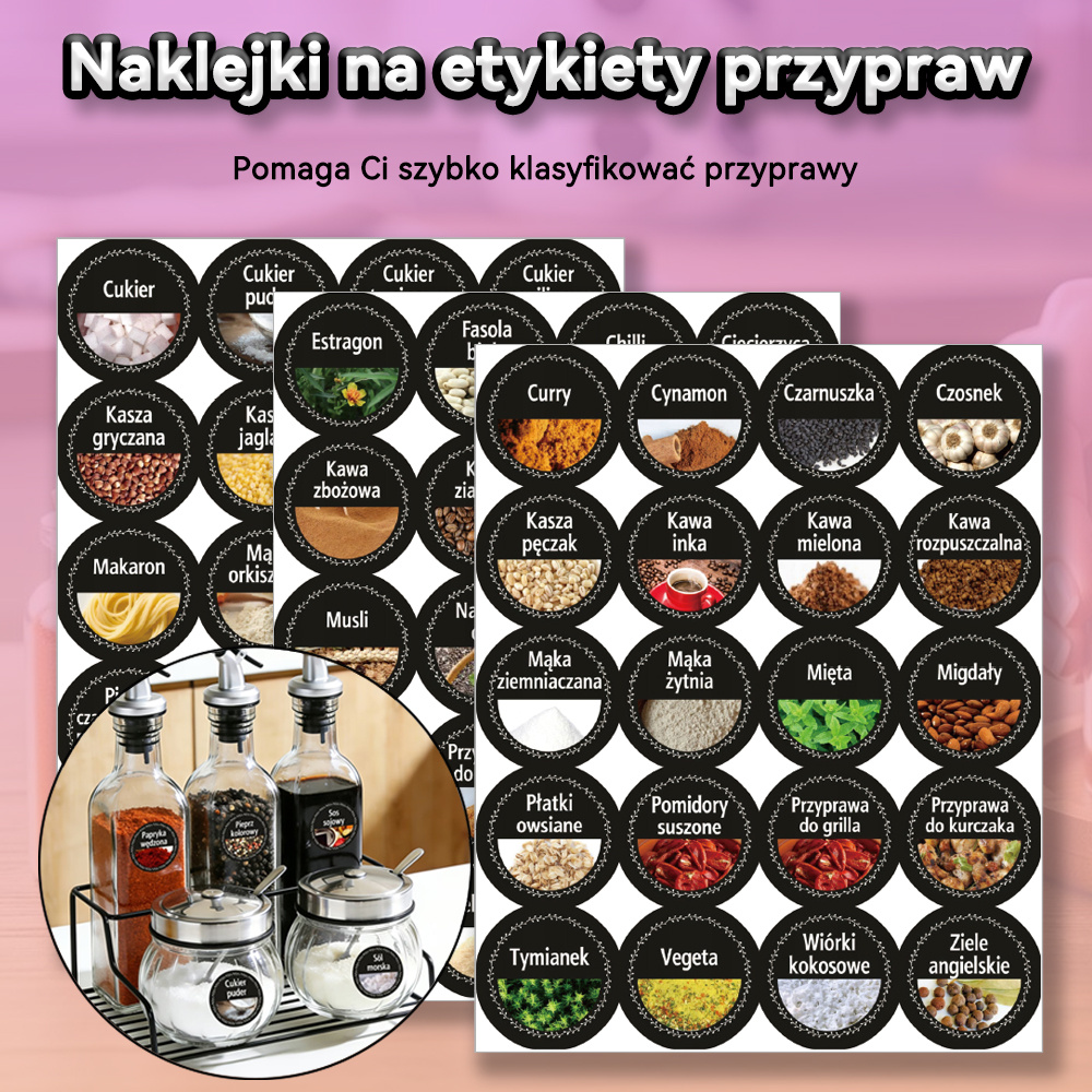 TEMU Scented Label Stickers Set - 60 Sheets/set, 1 Set Of 60pcs Labels For Flour, Sugar, Spice Jars - Polish Round Stickers With Adhesive On Back,