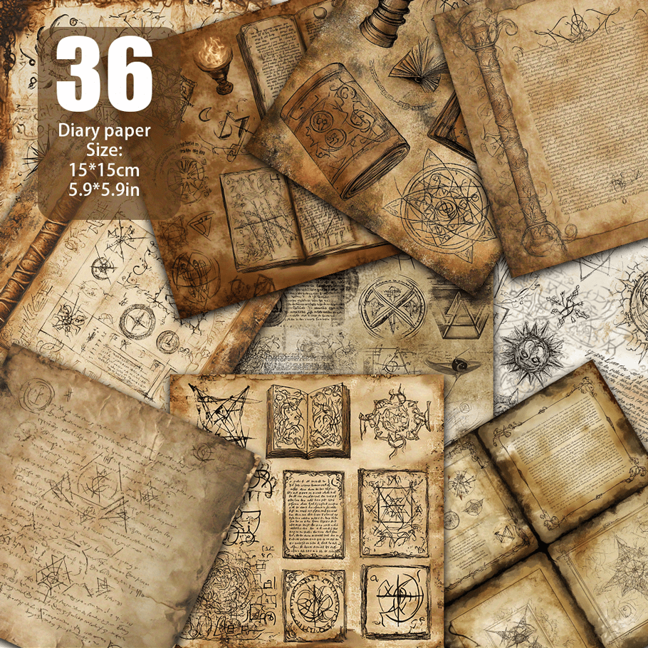 E-shop Altes Zauberbuch-Skrapbuchtuch, handgemachtes Papier, geeignet für selbstgemachte Grußkarten, DIY-Album-Hintergrunddekoration, Mülltagebuch und