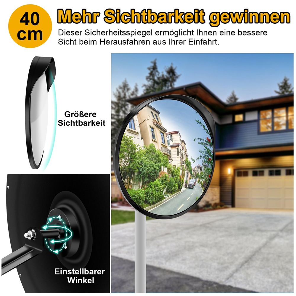 Convex Safety Traffic Mirror With A Wide-angle Design, Ideal For Outdoor Use At Driveways, For Road Corners, , And Parking Lots To Eliminate Blind Spots