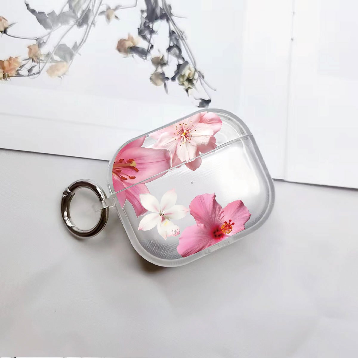TEMU 6576 Tulip Lily Pattern Bread Earphone Case With Round Buckle For Airpods 4/4 Pro Protective Cover, For Iphone Earphone Case, For Airpods Pro 2
