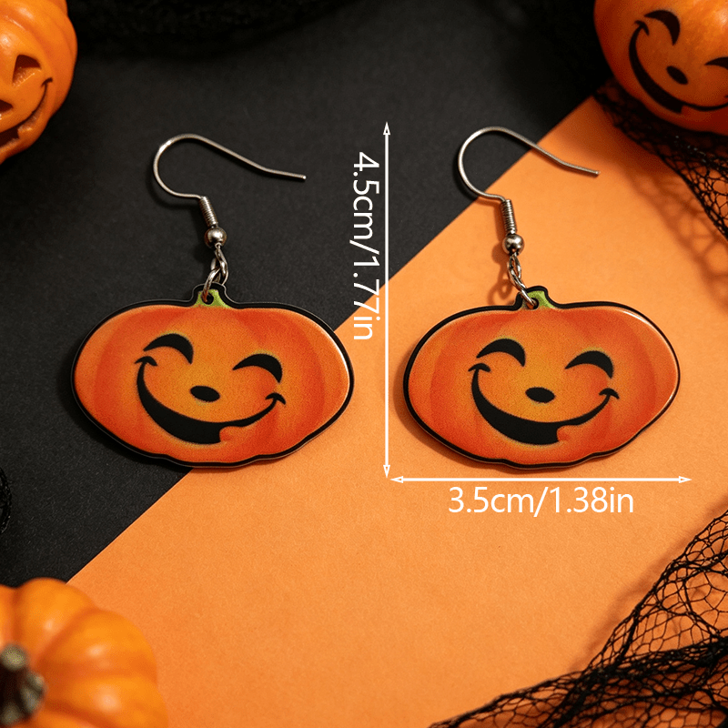 Creative Pumpkin Head Dangle Earrings for Halloween