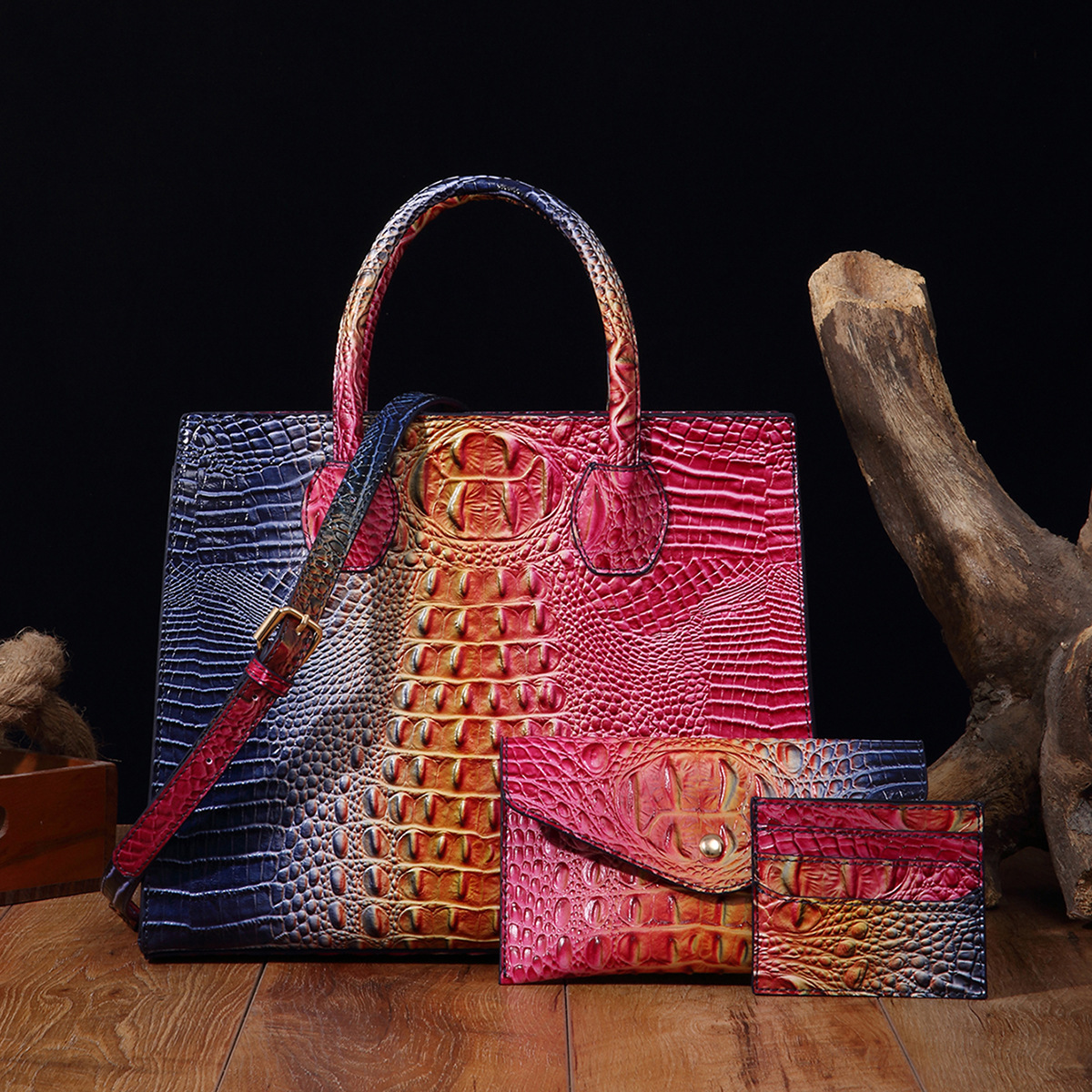 Hot-selling Retro Handbag Women's Bag Bun Mother Bag Colorful Crocodile Pattern Lightweight And Durable
