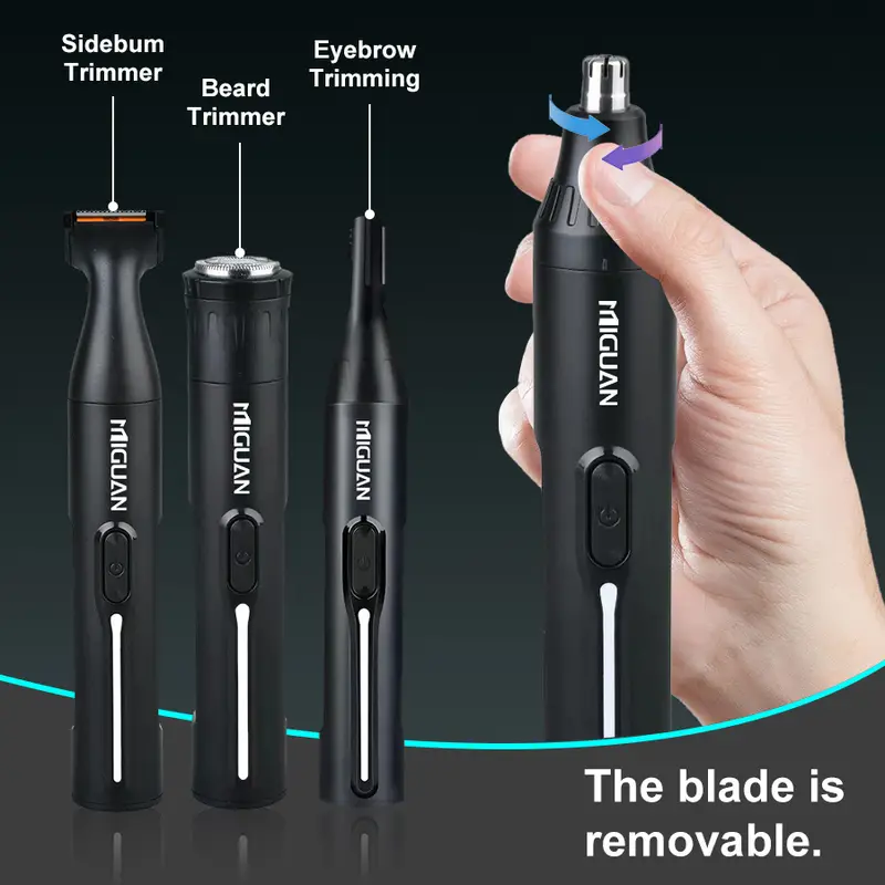 4in 1 professional grooming kit usb rechargeable nose hair and ear hair trimmer beard eyebrow body hair remover mens personal care tools for fathers day best for christmas thanksgiving Product details 3