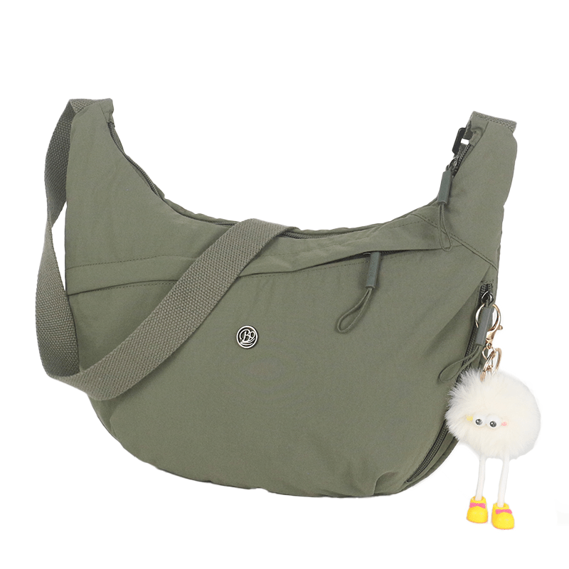 TEMU Chic High Quality Nylon Unisex Crossbody Bag With Cute Pendant, Stylish Durable Anti-theft Women's Crossbody Bag, Lightweight Multi-pocket