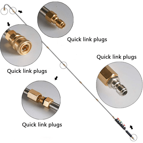 10/ set of pressure washer extension rods, 1/4 quick connection electric washer spray gun with 6 nozzle tips, 30°, 90°, 120° gutter cleaning arc rods, 4000 PSI for roof gutters, exterior walls