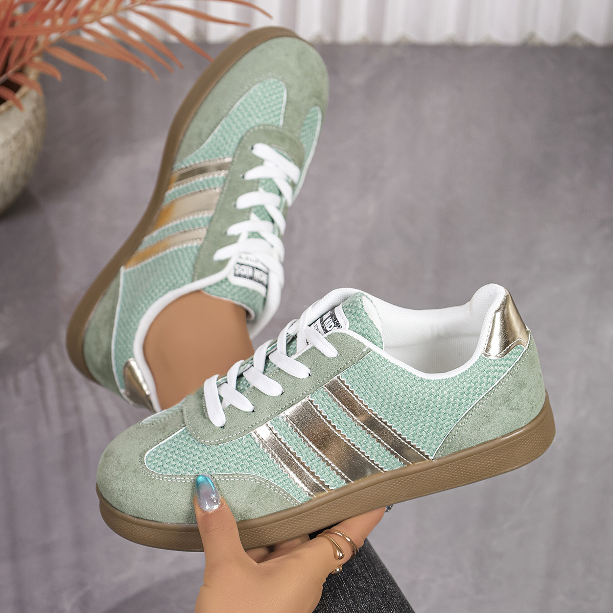 E-shop Nordic Minimalist Mesh Damen Trendy Sneaker, modische flache Schnür-Freizeitschuhe, bequeme Gym Running Damen Casual Sportschuhe, Dameschuhe