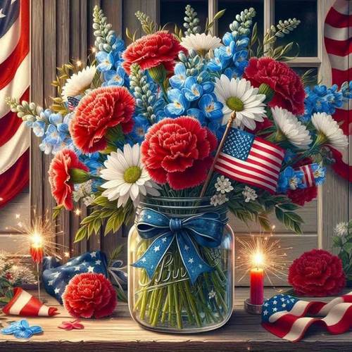 5d diamond painting kit suitable for adults and beginners american flag floral kit gem art diamond dot painting craft set for home decoration in sizes 7 87 x 7 87inch 11 8 x 11 8inch