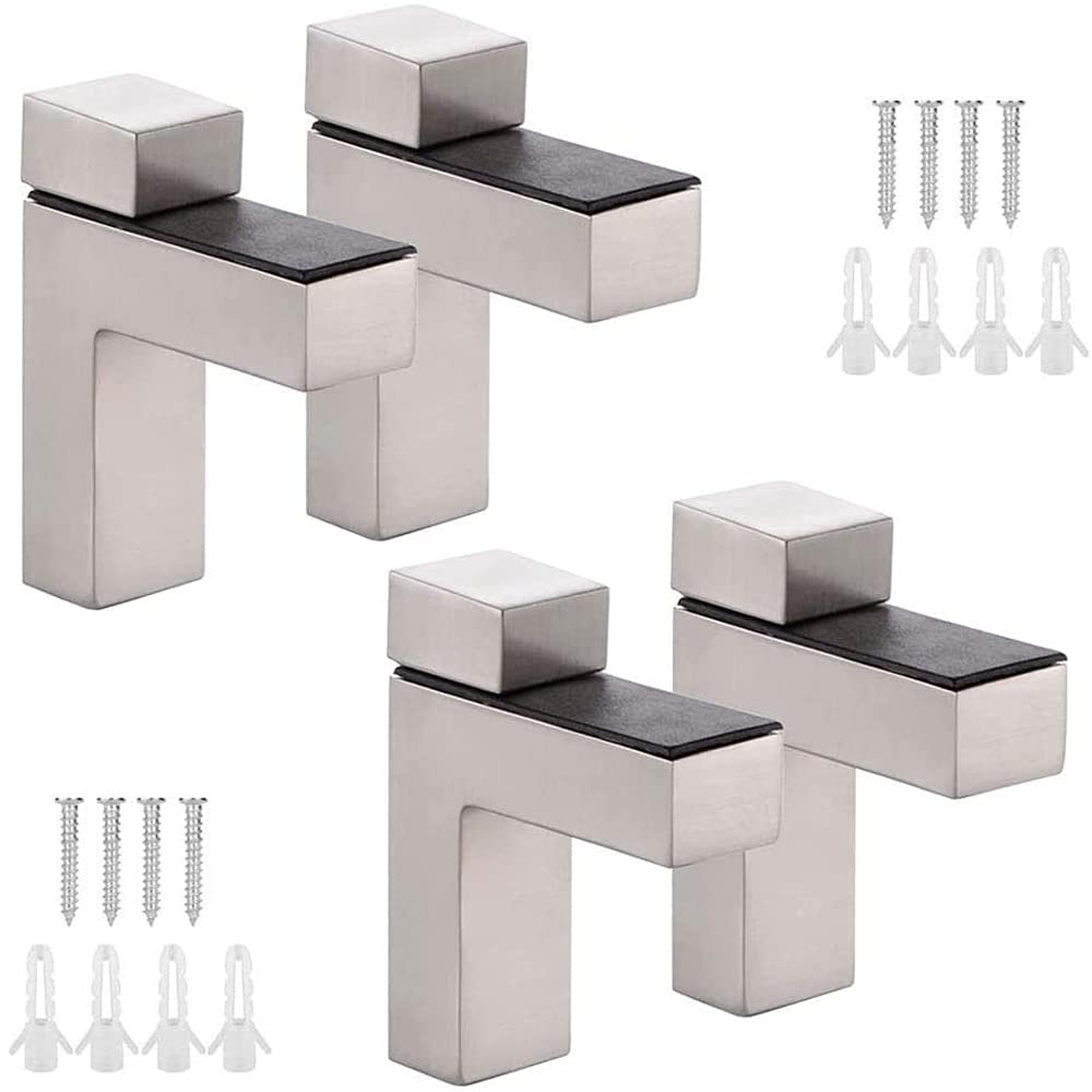 Image of Set Of 4 Adjustable Shelf Support Brackets - Clips For Glass Shelves, Fish Mouth Clips, F-clamps, And Holders For Shelf Dividers, Suitable For Glass Panels And Partition Boards