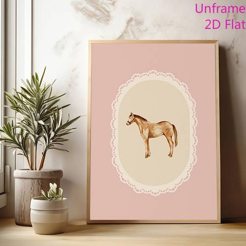 2d flat 2d flat 1pc vertical light pink watercolor horse equestrian canvas wall art print spring summer creative gift frameless canvas poster printed canvas artwork home decor for bedroom bathroom dorm room unframed