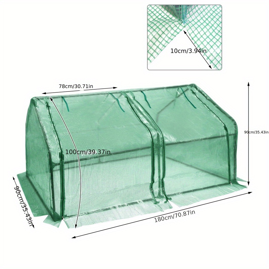 TEMU 180x90x90cm Mini Greenhouse With 2 Roller Doors, Suitable For Tomatoes, And Raised Beds, Gardens And